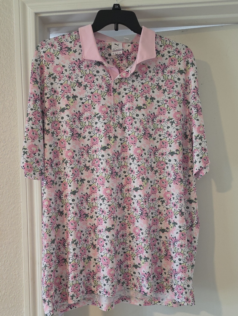 Arnold Palmer and Puma Men’s Pink Floral Polo Shirt Sz XXL